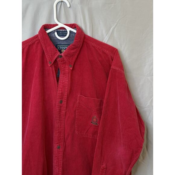 Ralph Lauren Polo Chaps Corduroy Button Up Red Shirt Long Sleeve Blaire Large - Picture 4 of 16